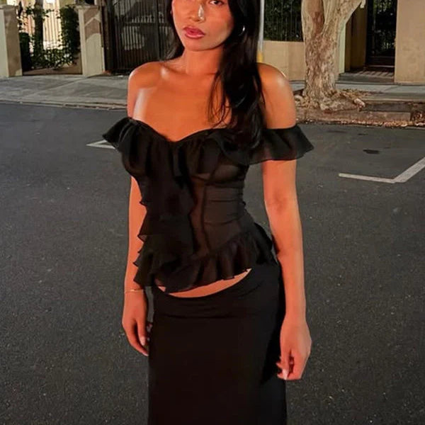 V-Neck Ruffle Top