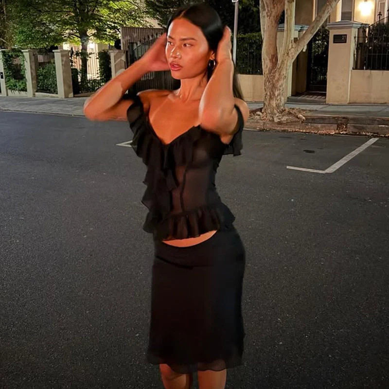 V-Neck Ruffle Top
