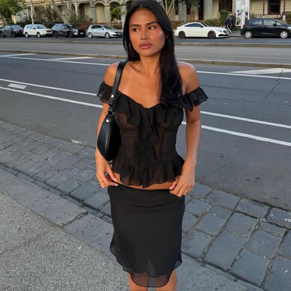 V-Neck Ruffle Top