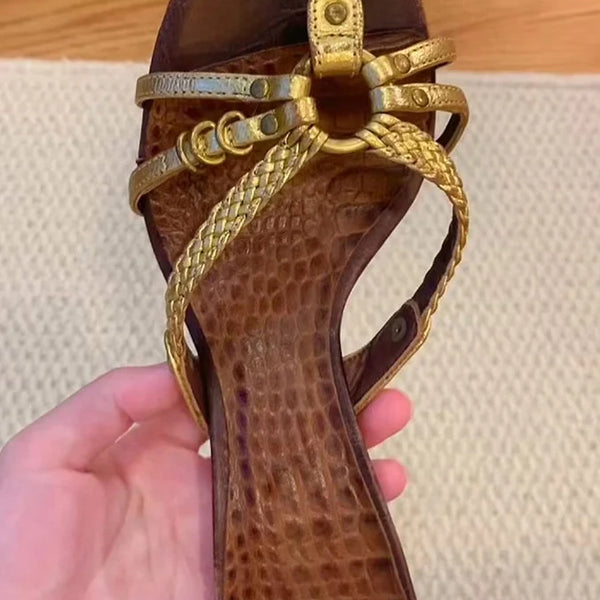 Woven Cross-Strap Pointed Toe Heels
