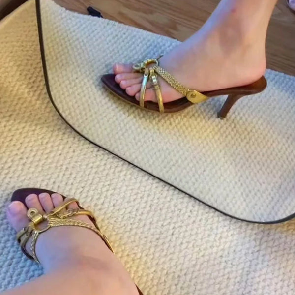 Woven Cross-Strap Pointed Toe Heels
