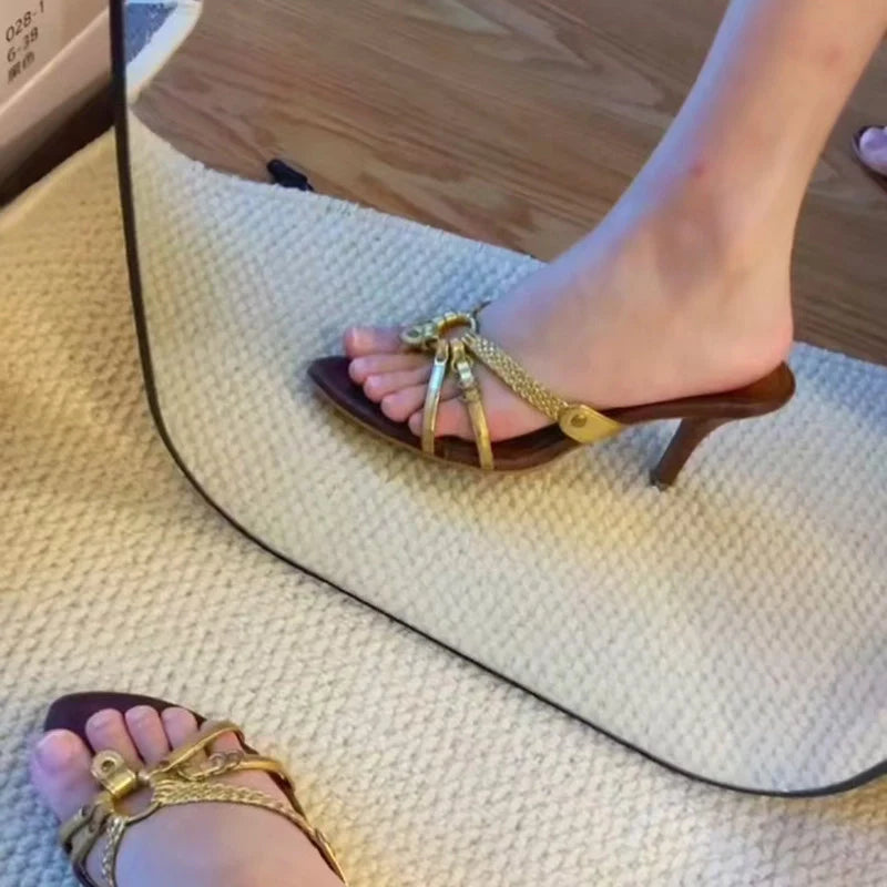 Woven Cross-Strap Pointed Toe Heels